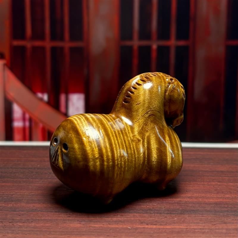 金丝楠木满水波纹唐马生肖马实木手把件马到成功书桌摆挂件工艺品