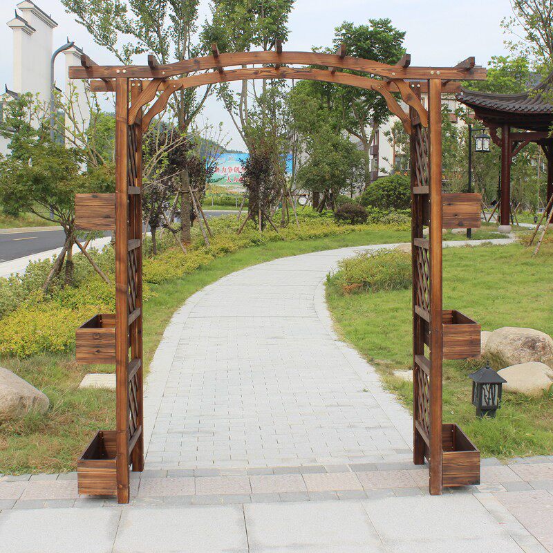 防腐木拱门花架子凉亭实木葡萄架户外庭院装饰网格小院木门爬藤架