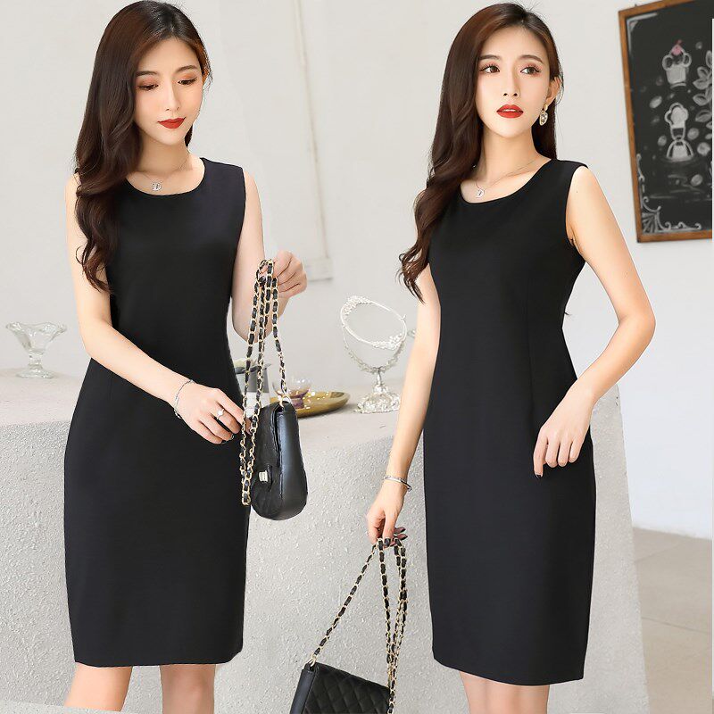 2025春季新款吊带无袖内搭连衣裙女修身显瘦气质打底黑色背心裙子
