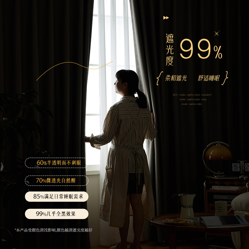 女孩房间窗帘遮光2023新款女生卧室儿童房飘窗挂钩客厅隔热遮阳布