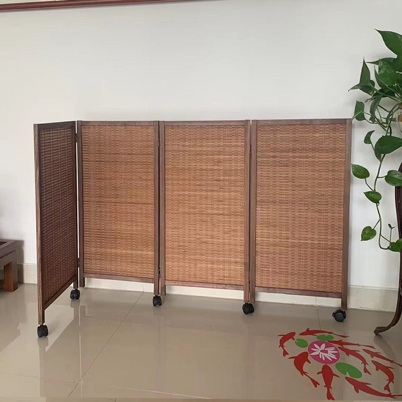 竹编儿童卧室隔断装饰栏可移动折屏区域宠物围栏幼儿园专用小屏风