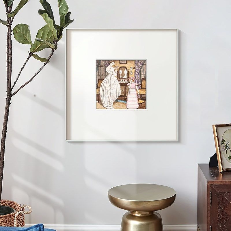 盛迪 轻法式装饰画小众复古挂画餐厅卧室文艺风人物油画美式壁画