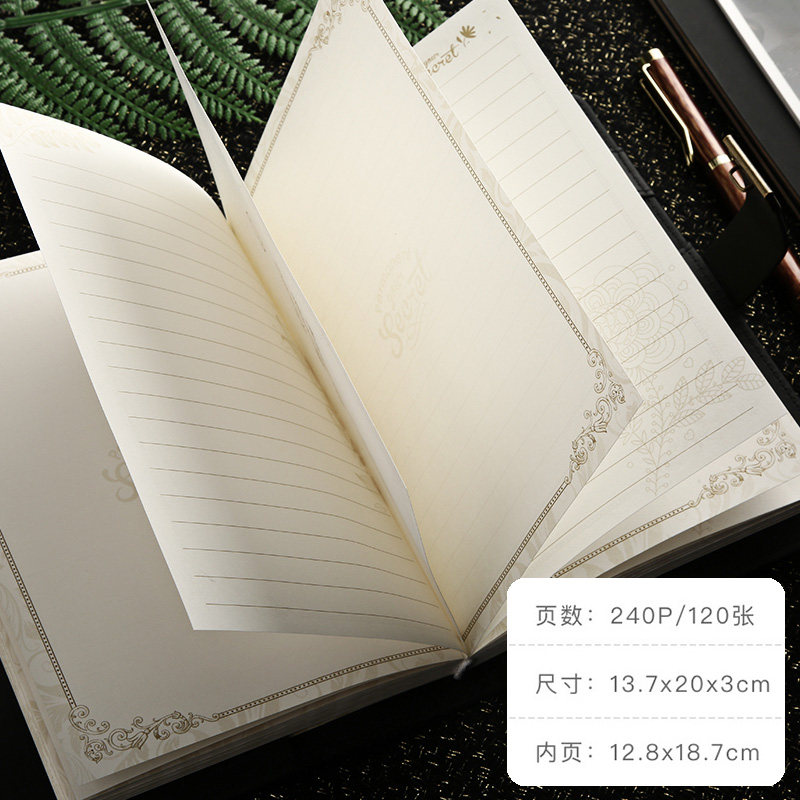 密码本刻字复古记事本带锁日记本加厚手帐创意礼物DIY定制笔记本b