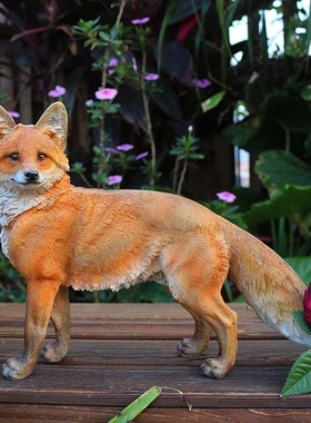 优选园林仿真动物狐狸摆件欧式现代简约田园装饰花园庭院树脂户外