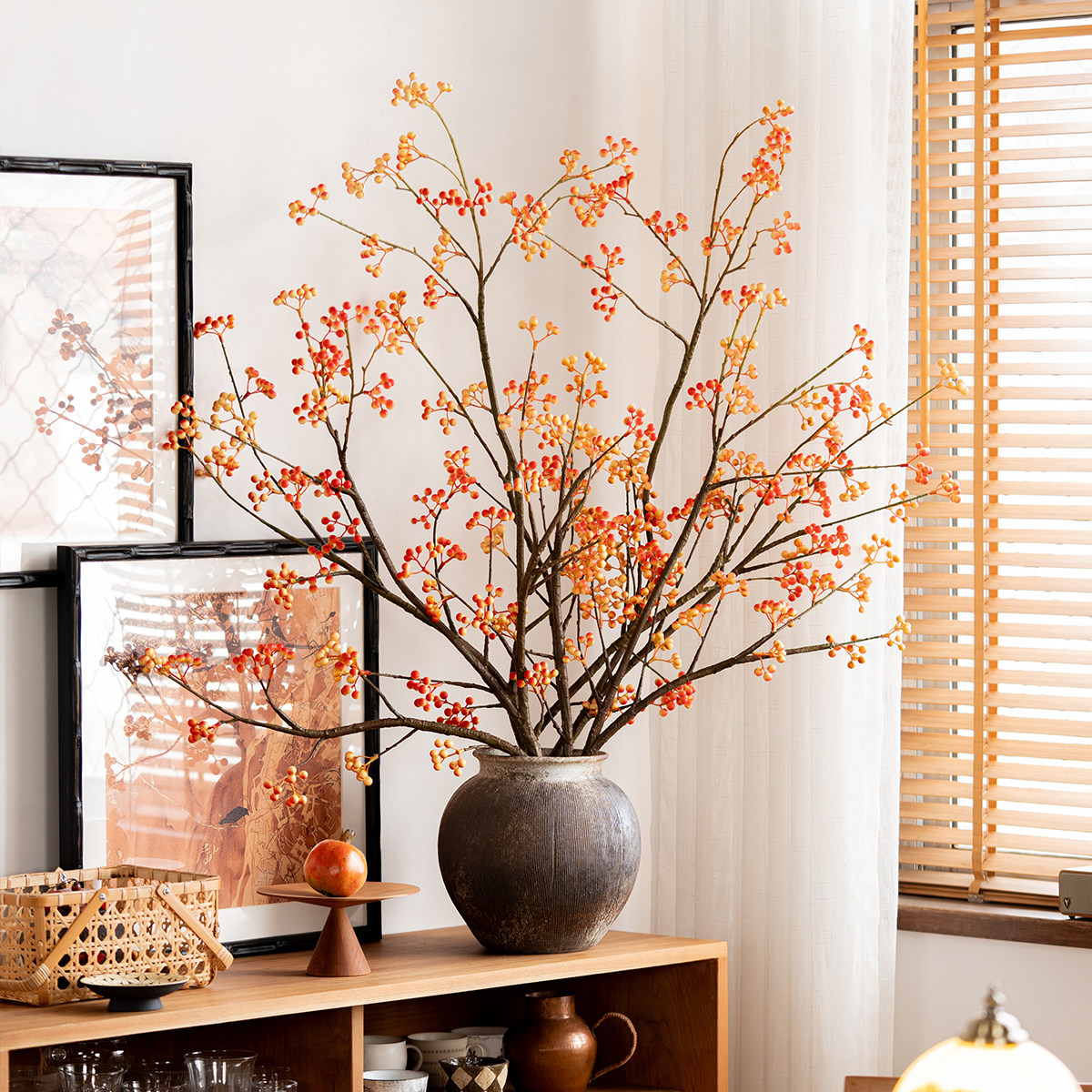 优选森空间仿真花假花植物山归来室内客厅桌面花束软装原木风好物