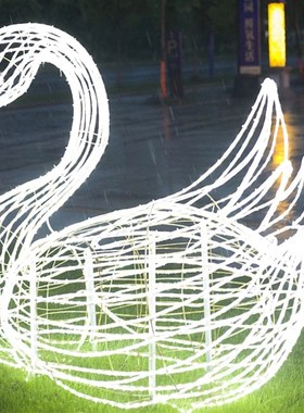 优选铁艺镂空天鹅雕塑户外园林网格动物装饰文化街区艺术展厅草坪