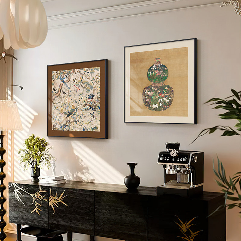 优选法式复古客厅装饰画新中式花鸟卧室壁画中古风葫芦沙发背景墙,家居饰品,现代装饰画,淘宝优惠券,粉丝福利购,淘宝优惠卷