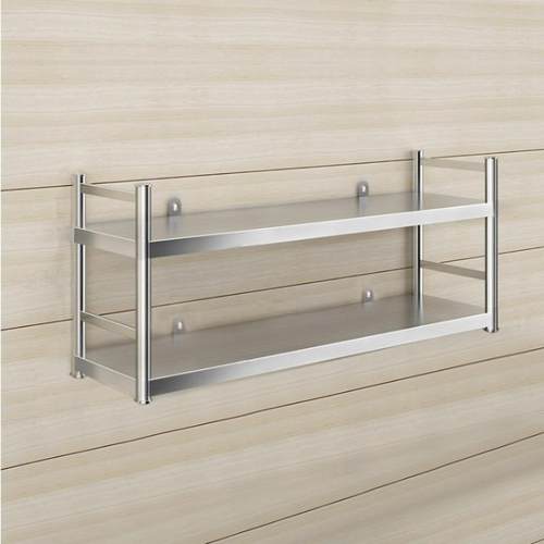 厨房壁挂置物架带围栏不锈钢挂墙架子饭店上墙收纳吊架两三层云邦