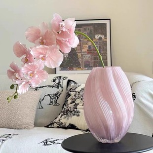 北欧式花瓶粉色玻璃花瓶高级感客厅家居装饰水培插花餐桌摆件桌面