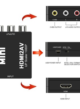 厂家HDMI2AV HDMI转AV/CVBA HDMI转RCA HDMI TO AV支持高清1080P