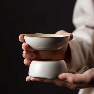 复古汝窑茶漏茶滤开片冰裂家用陶瓷一体分茶器过滤网茶具配件 中式