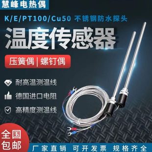 E型探针热电偶PT100温度传感器铂热电阻WZP K型 187防水温度探头