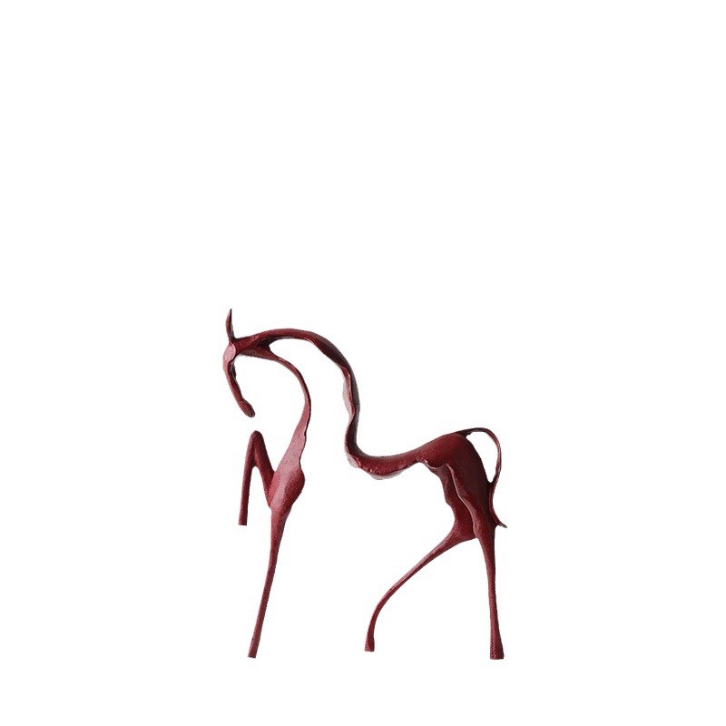 新中式抽象家居售楼部客厅玄关柜电视柜办公室书柜招财马铸铁摆件