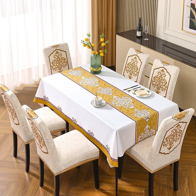 轻奢高级感椅子套罩凳子套2024新款桌布防水防油防烫套装餐桌台布
