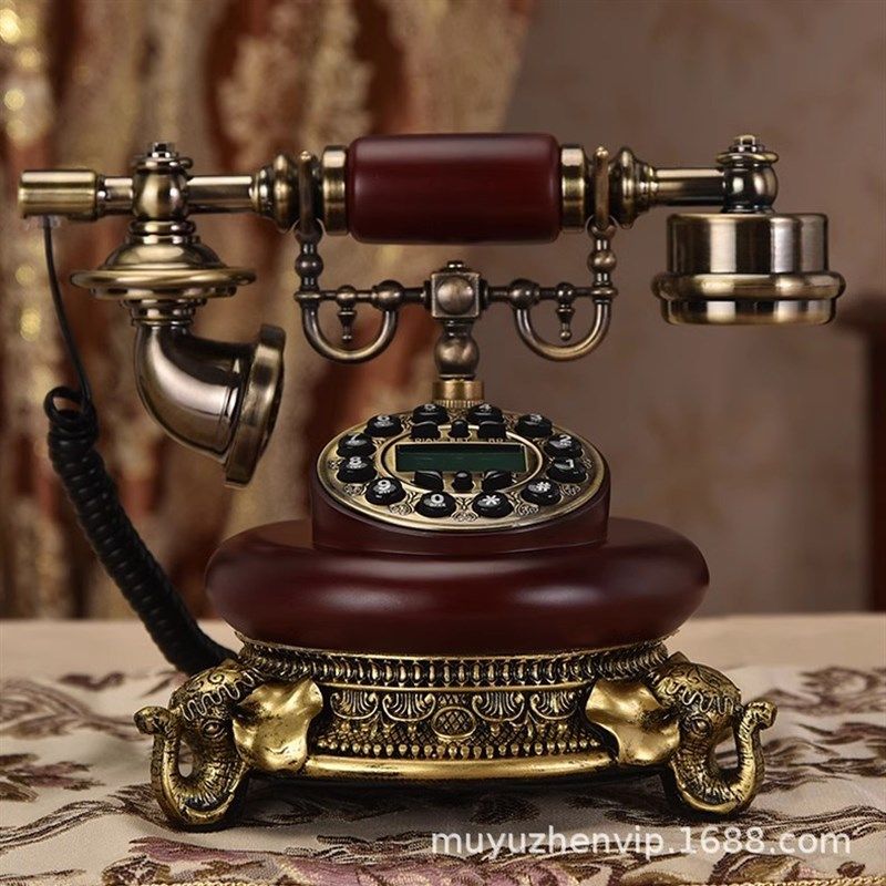 欧式仿古电话机复古老式美式时尚创意家用座机按键来显电话插线