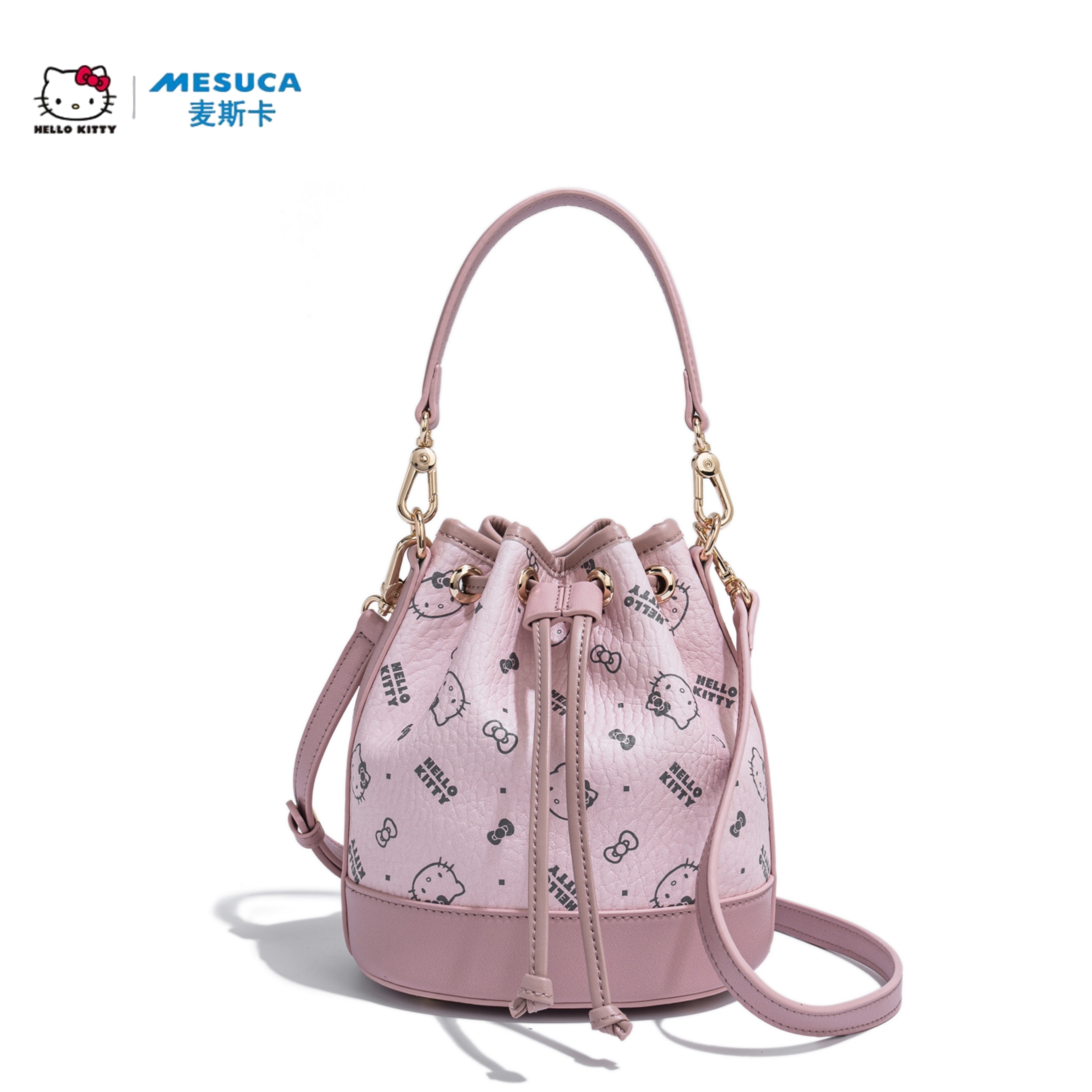 三丽鸥HelloKitty水桶包印花抽绳手提包包女高级感可爱单肩斜挎包,箱包皮具/热销女包/男包,水桶包,淘宝优惠券,粉丝福利购,淘宝优惠卷