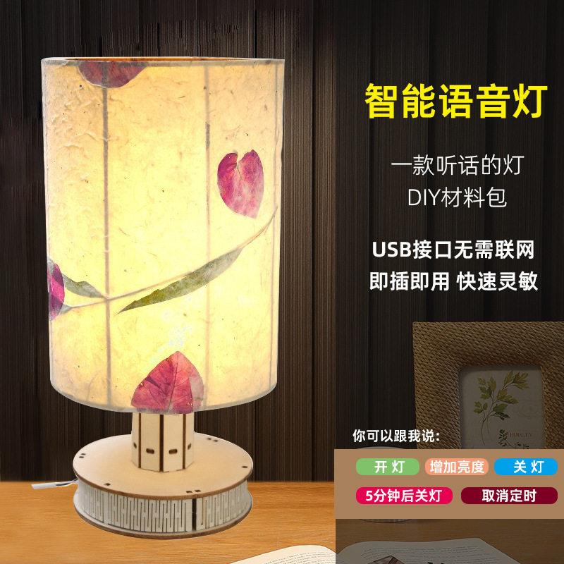 diy手工干花小夜灯 押花台灯压花植物声控床头灯沙龙团建活动材料