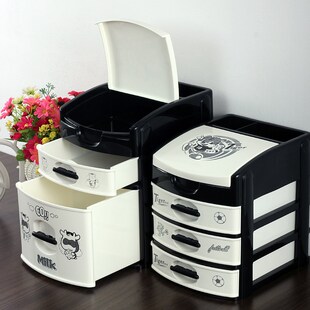 塑料桌面收纳柜收纳盒梳妆台桌面抽屉式多层小号学生白领单位收纳