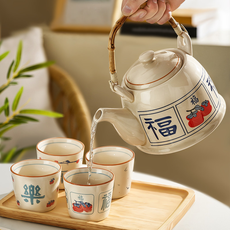 中式陶瓷茶壶泡茶壶套装家用乔迁新居礼盒水壶茶杯子茶具结婚送礼