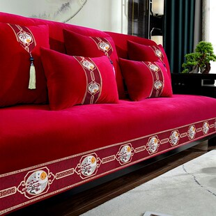 精选结婚红色沙发垫2025新款防滑加厚坐垫子喜庆四季用套罩盖布巾