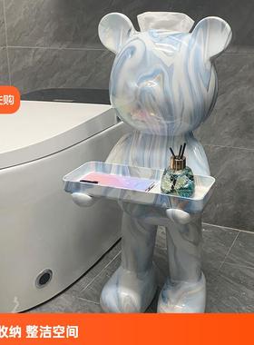 轻奢创意卫生间落地摆件纸巾盒收纳托盘卷纸架客厅抽纸盒软装饰品