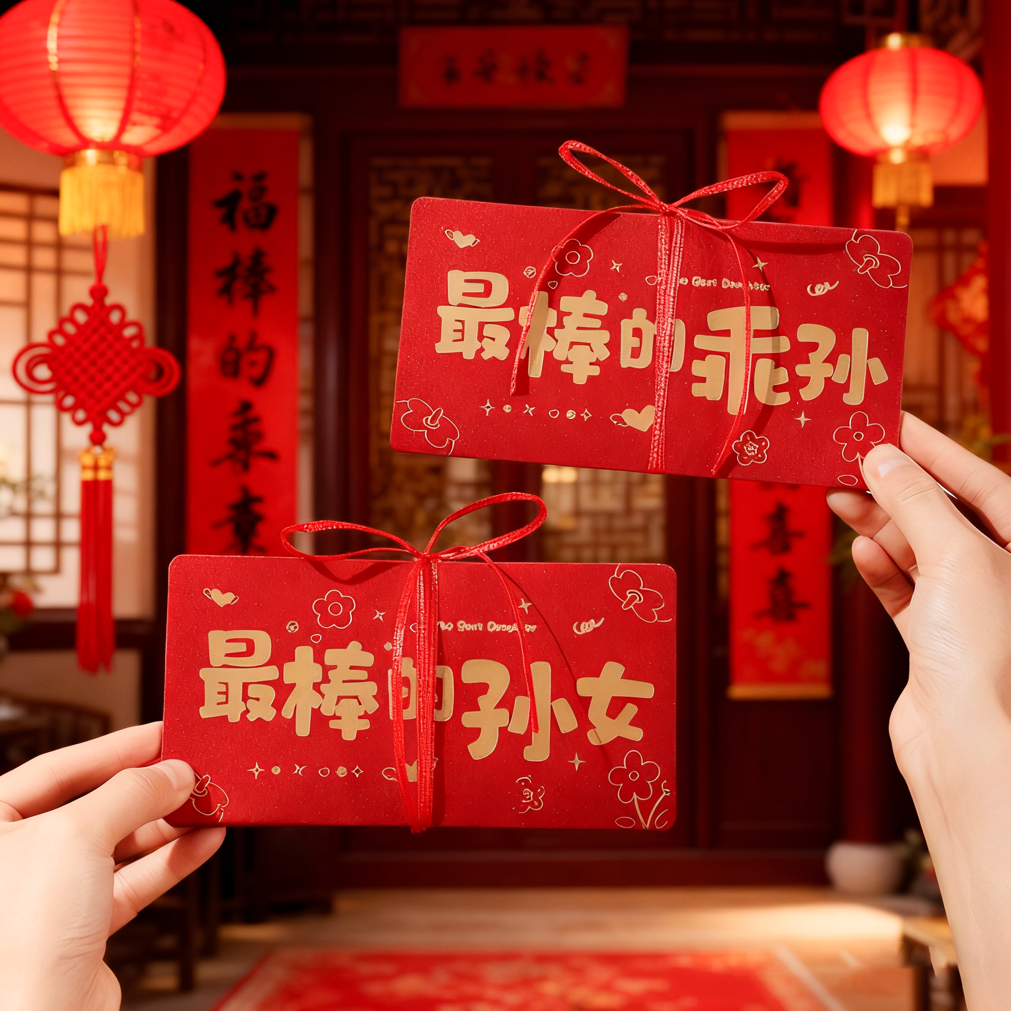 乖孙红包送儿子女儿孙女生日礼物新年利是封成人礼奖励折叠红包袋