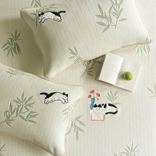 梨梦 宅小瞄 可爱冰丝凉席三件套凉感豆豆夏季席子床笠款双人床上