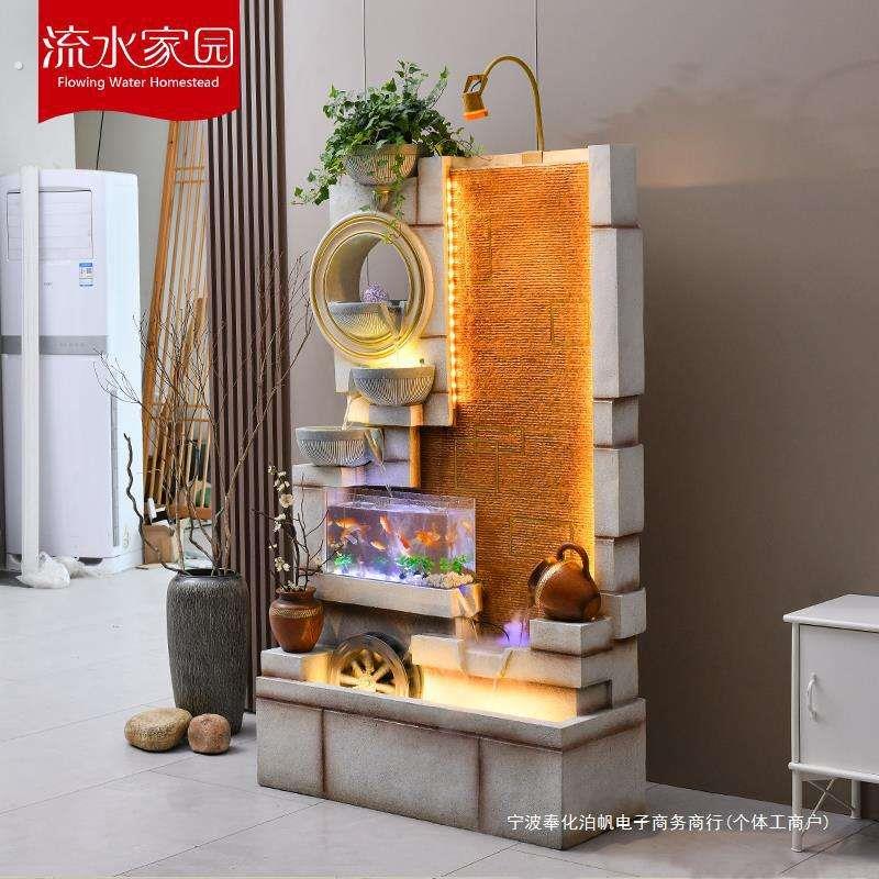 欧式流水墙水幕墙屏风隔断装饰品大型室内加湿器景观落地流水摆件
