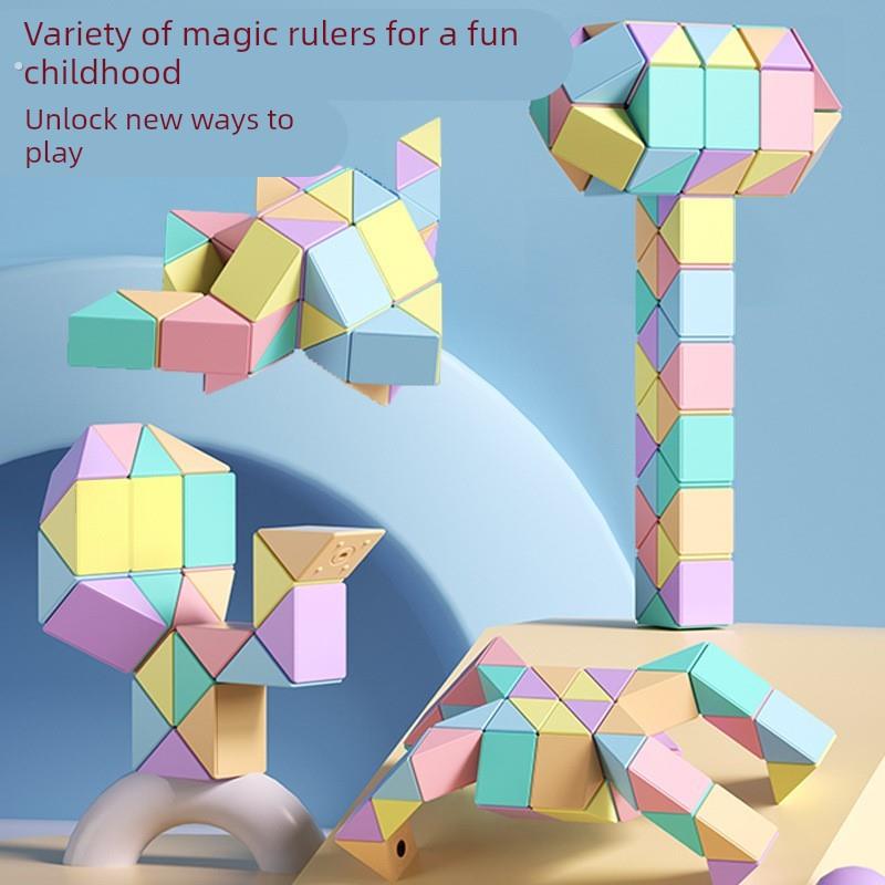 马卡龙大号百变魔尺24/48/72段可拆卸儿童智力思维开发训练玩具