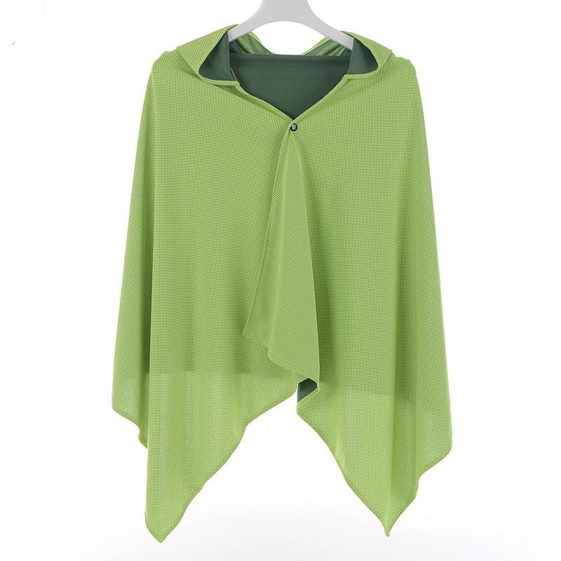 夏季新款户外冰感防晒斗篷外搭连帽披肩薄款针织冰凉浴巾防晒披肩