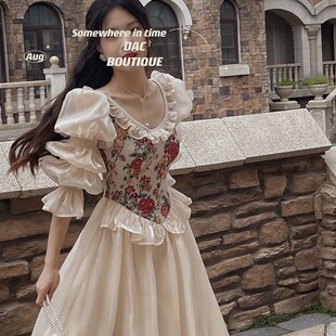 复古宫廷风圆领泡泡长袖 DAC 法式 新款 公主连衣裙仙女长裙 2023春季