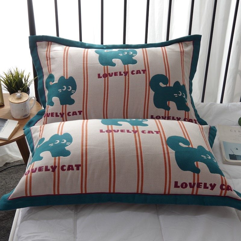 新款纯棉纱布枕套一对装加厚透气吸汗高端枕芯套家用成人枕套,床上用品,枕套,淘宝优惠券,粉丝福利购,淘宝优惠卷