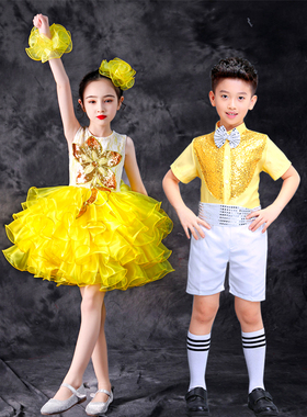 新款儿童舞蹈演出服大合唱团男女童礼服六一小学生朗诵表演服套装