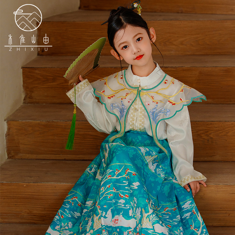 女童马面裙汉服2023秋装新中式童装小女孩中国风唐装儿童表演古装