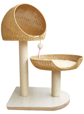 藤编猫爬架实木香蕉叶大中小猫窝四季通用猫架猫抓板猫树夏季猫屋