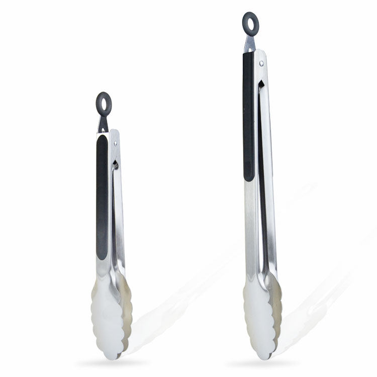 千器430不锈钢橡塑防滑把手食物食品夹子烘焙烧烤饼干加长钳包邮