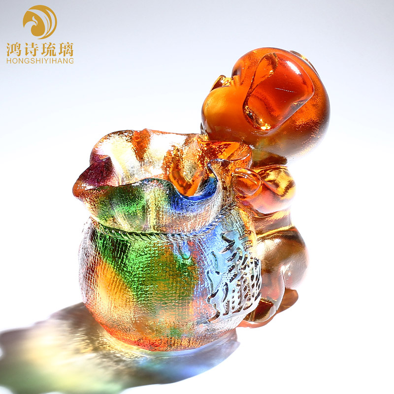 高档琉璃猪笔筒中式办公室桌面摆件老板生日送领导办公室礼物定制