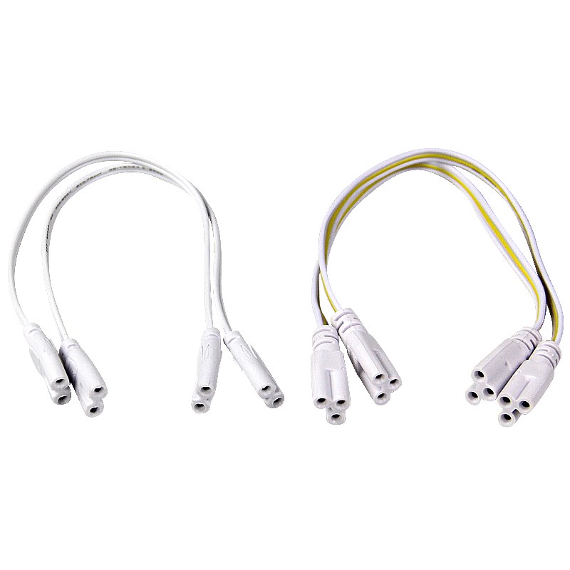 T4T5连接线T8一体化3孔双插头日光灯支架LED灯管对接头转接延长线