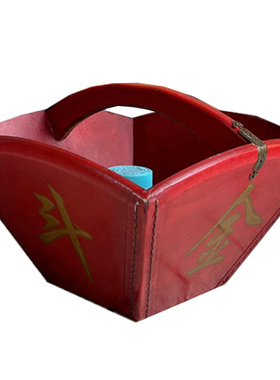 仿古老式果篮木质桌面装饰摆饰手提收纳盒升米斗店铺招财拍摄道具