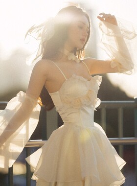 Bloomin 2023春季绝美小裙子吊带裙蓬蓬裙甜美收腰双层裙摆公主裙