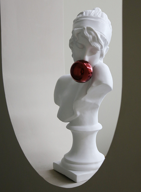 珠光红吹泡泡女孩雕塑雕像艺术装饰品酒店民宿婚房氛围感创意摆件