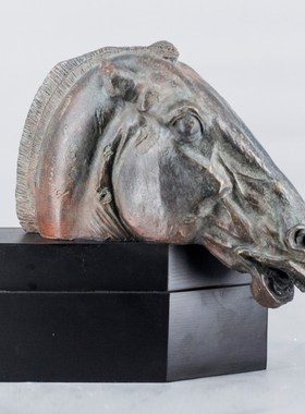 欧式复古创意马头摆件样板房酒店大堂玄关艺术品动物雕塑装饰摆设