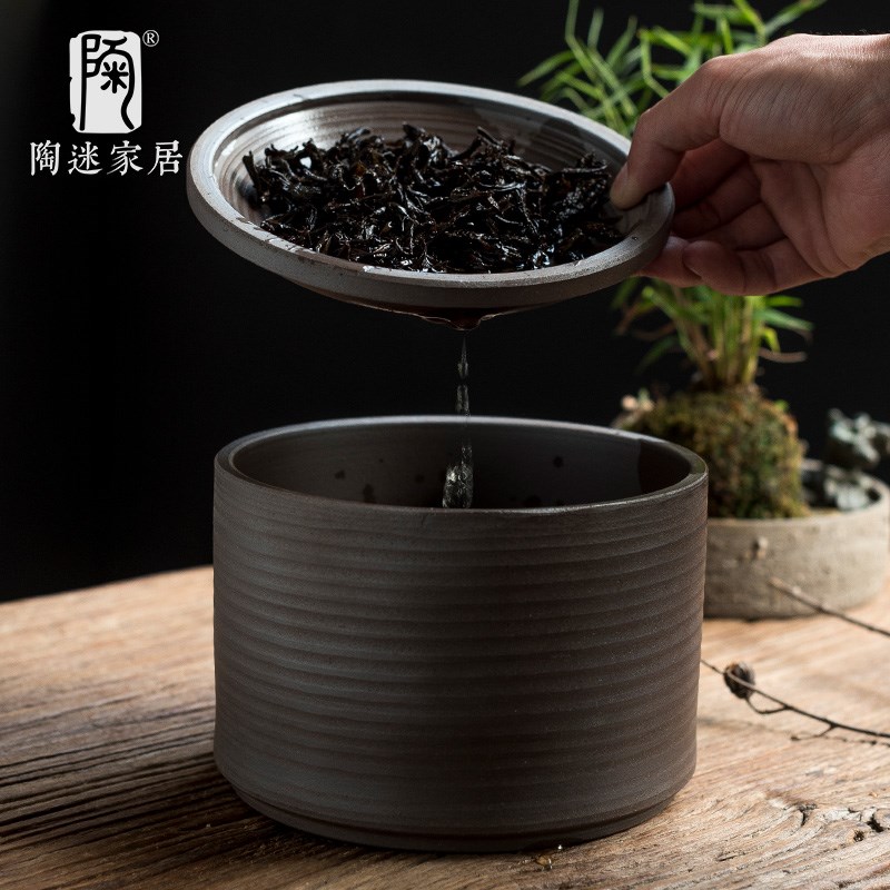 陶迷老岩泥手工蓄水壶承茶渣桶陶瓷茶承养壶托干泡盘功夫茶道配件
