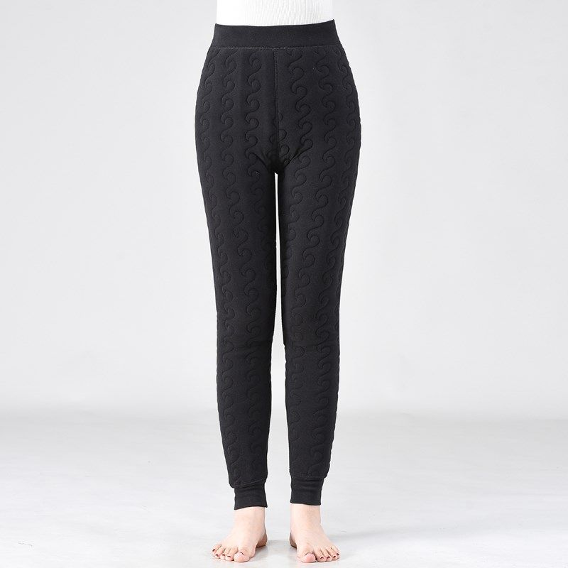 秋冬加绒保暖裤女中青年大码宽松三层加厚棉裤贴身内穿德绒打底裤