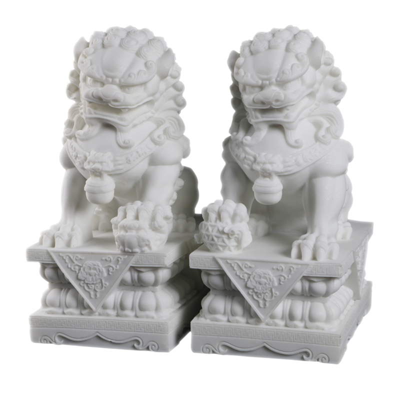 汉白玉精雕小石狮子镇宅守灵墓地石雕镇墓前摆件一对家用看门小号