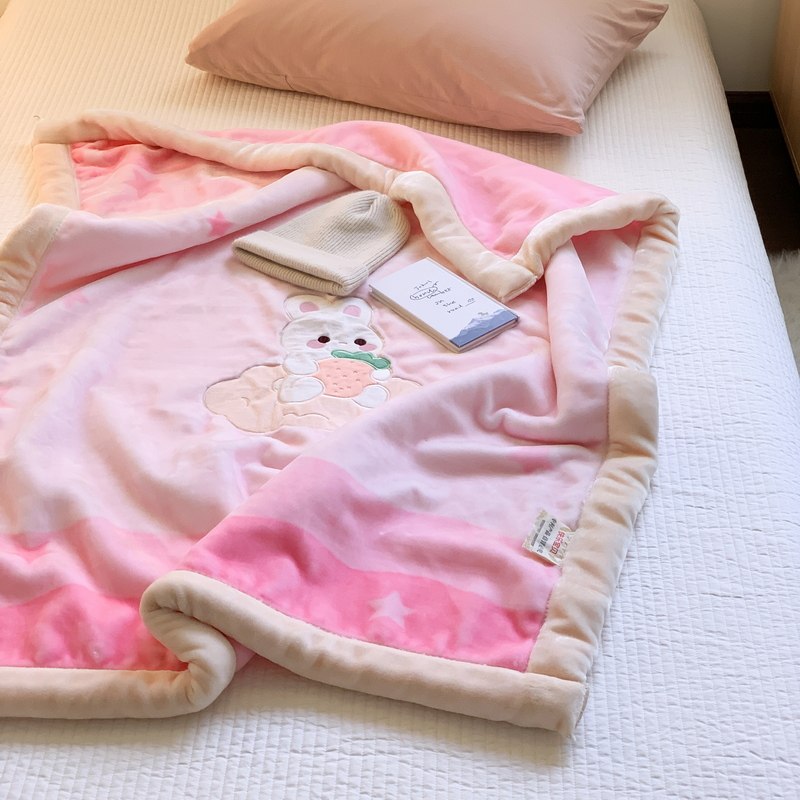 儿童婴儿毛毯小被子双层加厚秋冬季宝宝盖毯幼儿园午睡珊瑚绒毯子