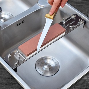 水槽磨刀石架不锈钢加厚可调节防滑磨石支架家用油石底座磨刀神器