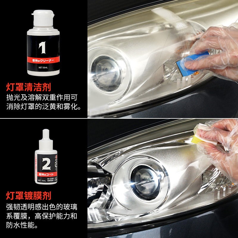 SOFT99汽车灯罩外壳发黄翻新修复剂汽车大灯抛光清洁镀膜驱水液剂