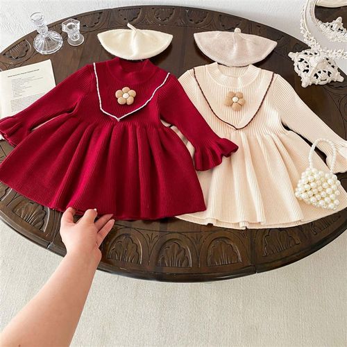 女童连衣裙宝宝秋装婴儿针织毛衣裙子儿童装春秋公主裙子长袖童装