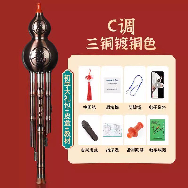 防摔葫芦丝乐器c调小学生专用七孔胡葫丝专业演奏降b调初学者入门